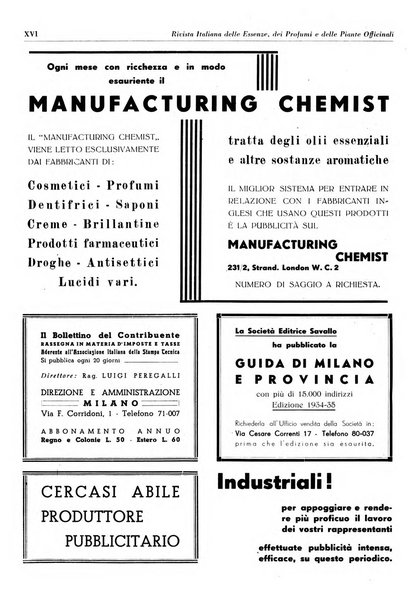 Rivista italiana delle essenze, dei profumi e delle piante officinali organo di propaganda del gruppo produttori materie aromatiche della Federazione nazionale fascista industrie chimiche ed affini