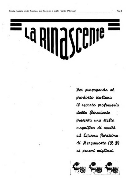 Rivista italiana delle essenze, dei profumi e delle piante officinali organo di propaganda del gruppo produttori materie aromatiche della Federazione nazionale fascista industrie chimiche ed affini