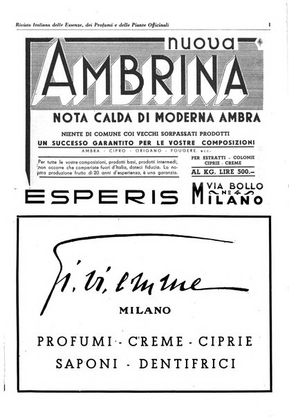 Rivista italiana delle essenze, dei profumi e delle piante officinali organo di propaganda del gruppo produttori materie aromatiche della Federazione nazionale fascista industrie chimiche ed affini