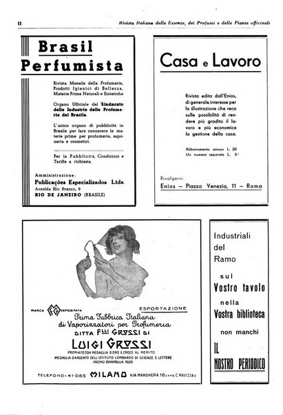 Rivista italiana delle essenze, dei profumi e delle piante officinali organo di propaganda del gruppo produttori materie aromatiche della Federazione nazionale fascista industrie chimiche ed affini