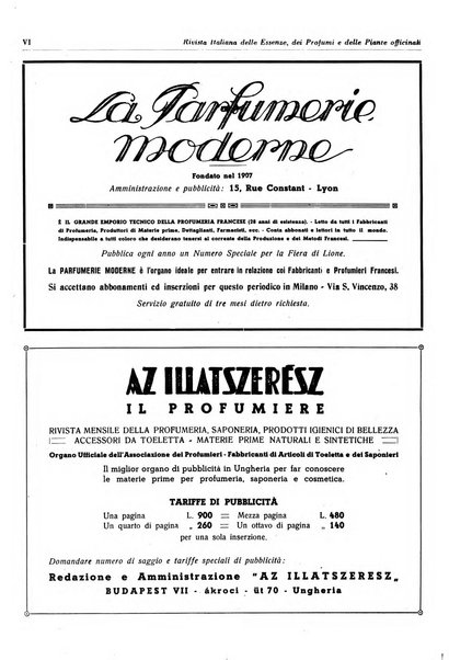 Rivista italiana delle essenze, dei profumi e delle piante officinali organo di propaganda del gruppo produttori materie aromatiche della Federazione nazionale fascista industrie chimiche ed affini