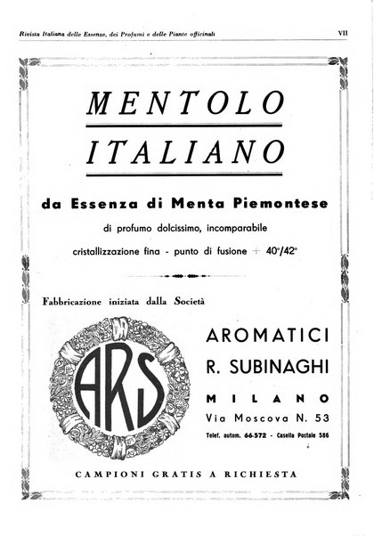 Rivista italiana delle essenze, dei profumi e delle piante officinali organo di propaganda del gruppo produttori materie aromatiche della Federazione nazionale fascista industrie chimiche ed affini