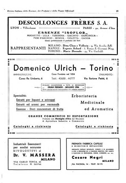 Rivista italiana delle essenze, dei profumi e delle piante officinali organo di propaganda del gruppo produttori materie aromatiche della Federazione nazionale fascista industrie chimiche ed affini