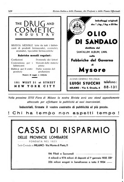 Rivista italiana delle essenze, dei profumi e delle piante officinali organo di propaganda del gruppo produttori materie aromatiche della Federazione nazionale fascista industrie chimiche ed affini