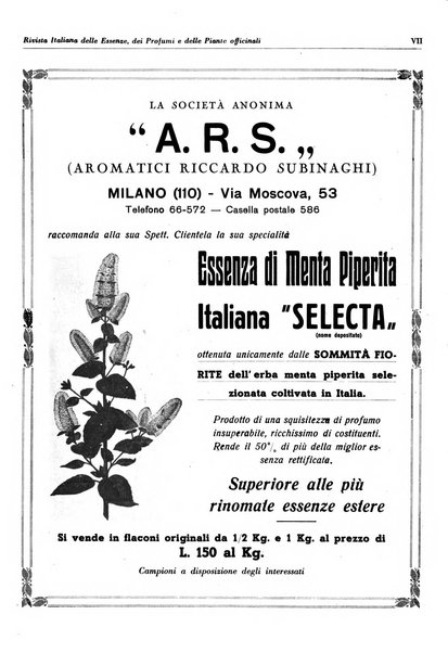 Rivista italiana delle essenze, dei profumi e delle piante officinali organo di propaganda del gruppo produttori materie aromatiche della Federazione nazionale fascista industrie chimiche ed affini