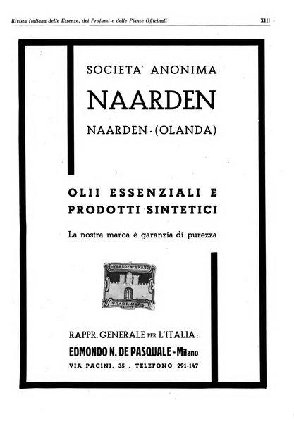 Rivista italiana delle essenze, dei profumi e delle piante officinali organo di propaganda del gruppo produttori materie aromatiche della Federazione nazionale fascista industrie chimiche ed affini