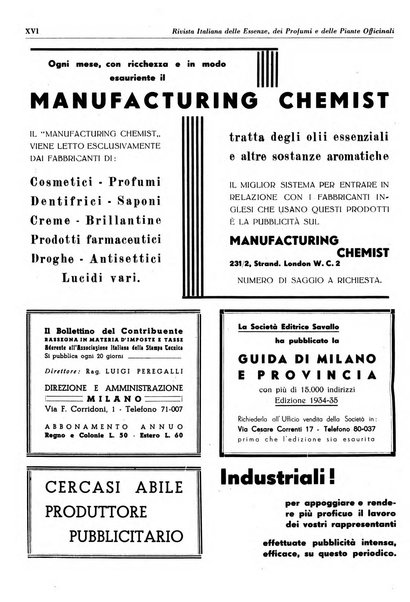 Rivista italiana delle essenze, dei profumi e delle piante officinali organo di propaganda del gruppo produttori materie aromatiche della Federazione nazionale fascista industrie chimiche ed affini