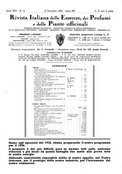 Rivista italiana delle essenze, dei profumi e delle piante officinali organo di propaganda del gruppo produttori materie aromatiche della Federazione nazionale fascista industrie chimiche ed affini