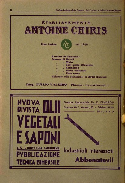 Rivista italiana delle essenze, dei profumi e delle piante officinali organo di propaganda del gruppo produttori materie aromatiche della Federazione nazionale fascista industrie chimiche ed affini