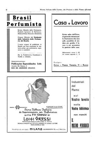 Rivista italiana delle essenze, dei profumi e delle piante officinali organo di propaganda del gruppo produttori materie aromatiche della Federazione nazionale fascista industrie chimiche ed affini