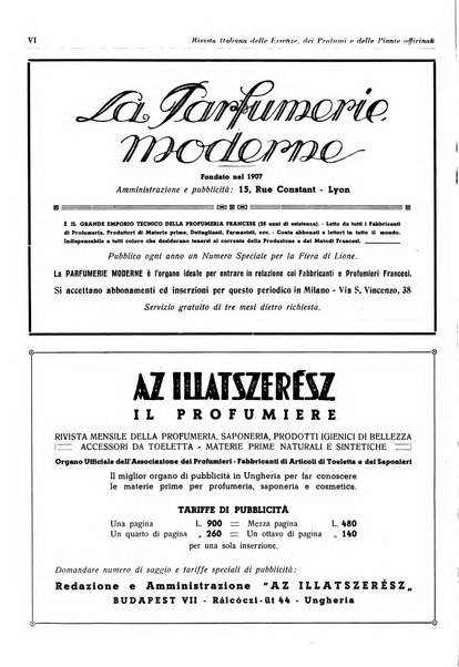 Rivista italiana delle essenze, dei profumi e delle piante officinali organo di propaganda del gruppo produttori materie aromatiche della Federazione nazionale fascista industrie chimiche ed affini