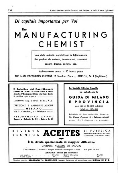 Rivista italiana delle essenze, dei profumi e delle piante officinali organo di propaganda del gruppo produttori materie aromatiche della Federazione nazionale fascista industrie chimiche ed affini