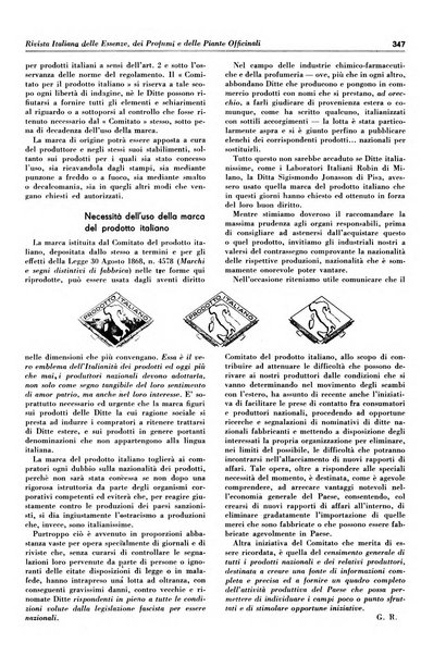 Rivista italiana delle essenze, dei profumi e delle piante officinali organo di propaganda del gruppo produttori materie aromatiche della Federazione nazionale fascista industrie chimiche ed affini