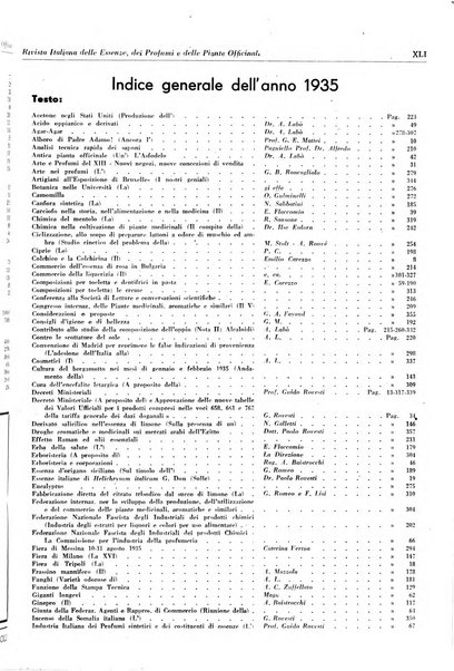 Rivista italiana delle essenze, dei profumi e delle piante officinali organo di propaganda del gruppo produttori materie aromatiche della Federazione nazionale fascista industrie chimiche ed affini