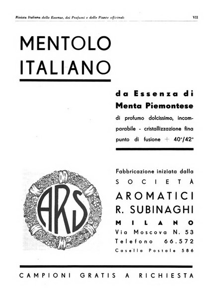 Rivista italiana delle essenze, dei profumi e delle piante officinali organo di propaganda del gruppo produttori materie aromatiche della Federazione nazionale fascista industrie chimiche ed affini