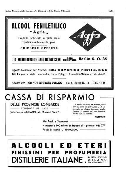 Rivista italiana delle essenze, dei profumi e delle piante officinali organo di propaganda del gruppo produttori materie aromatiche della Federazione nazionale fascista industrie chimiche ed affini