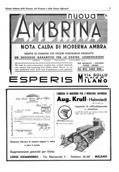 Rivista italiana delle essenze, dei profumi e delle piante officinali organo di propaganda del gruppo produttori materie aromatiche della Federazione nazionale fascista industrie chimiche ed affini