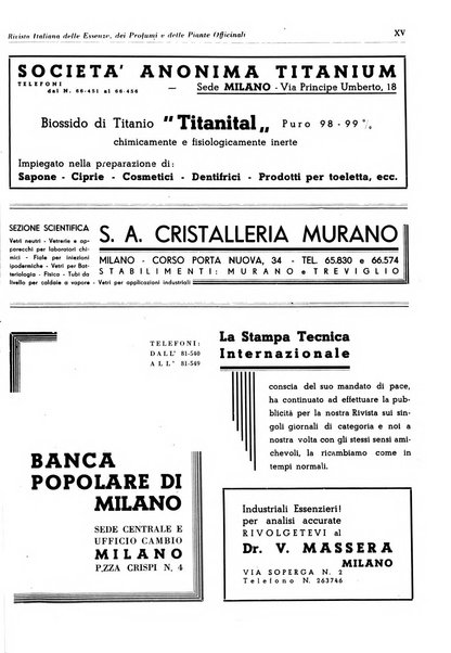 Rivista italiana delle essenze, dei profumi e delle piante officinali organo di propaganda del gruppo produttori materie aromatiche della Federazione nazionale fascista industrie chimiche ed affini