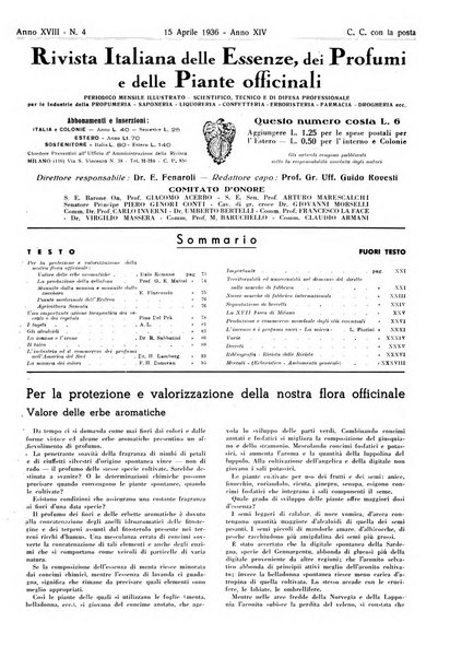 Rivista italiana delle essenze, dei profumi e delle piante officinali organo di propaganda del gruppo produttori materie aromatiche della Federazione nazionale fascista industrie chimiche ed affini