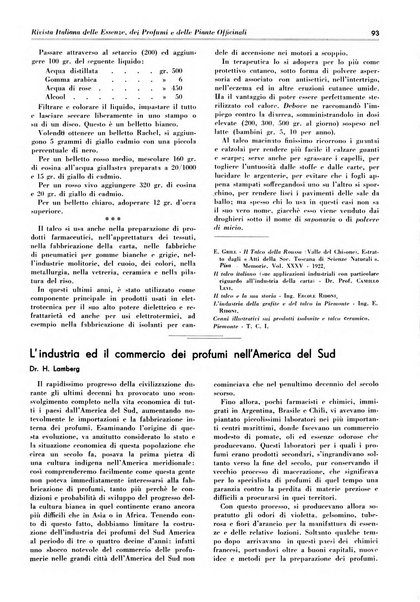 Rivista italiana delle essenze, dei profumi e delle piante officinali organo di propaganda del gruppo produttori materie aromatiche della Federazione nazionale fascista industrie chimiche ed affini