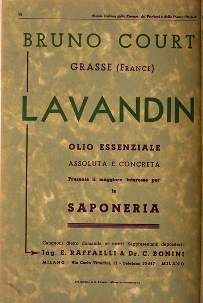 Rivista italiana delle essenze, dei profumi e delle piante officinali organo di propaganda del gruppo produttori materie aromatiche della Federazione nazionale fascista industrie chimiche ed affini