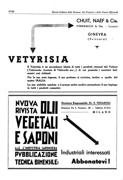 Rivista italiana delle essenze, dei profumi e delle piante officinali organo di propaganda del gruppo produttori materie aromatiche della Federazione nazionale fascista industrie chimiche ed affini