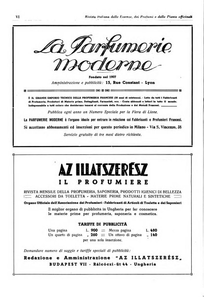 Rivista italiana delle essenze, dei profumi e delle piante officinali organo di propaganda del gruppo produttori materie aromatiche della Federazione nazionale fascista industrie chimiche ed affini