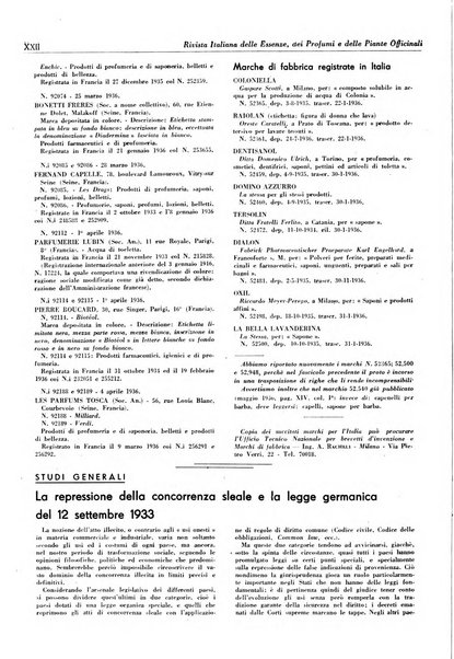 Rivista italiana delle essenze, dei profumi e delle piante officinali organo di propaganda del gruppo produttori materie aromatiche della Federazione nazionale fascista industrie chimiche ed affini