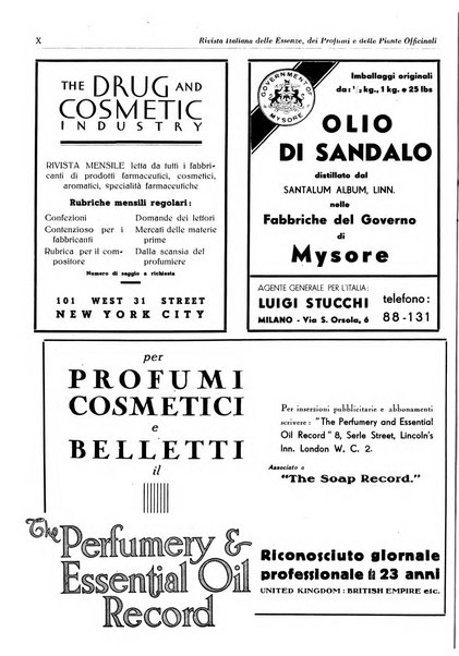 Rivista italiana delle essenze, dei profumi e delle piante officinali organo di propaganda del gruppo produttori materie aromatiche della Federazione nazionale fascista industrie chimiche ed affini