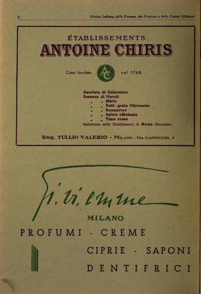 Rivista italiana delle essenze, dei profumi e delle piante officinali organo di propaganda del gruppo produttori materie aromatiche della Federazione nazionale fascista industrie chimiche ed affini