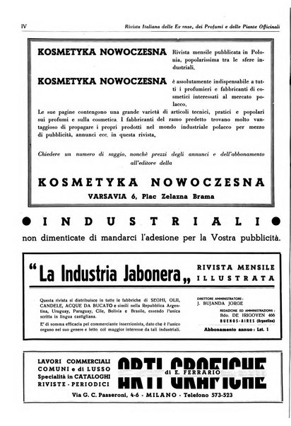 Rivista italiana delle essenze, dei profumi e delle piante officinali organo di propaganda del gruppo produttori materie aromatiche della Federazione nazionale fascista industrie chimiche ed affini