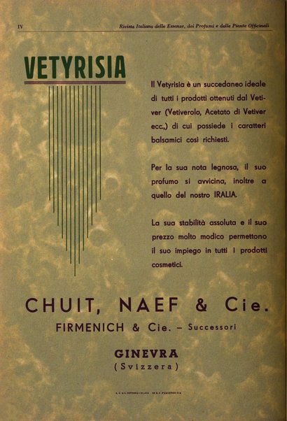 Rivista italiana delle essenze, dei profumi e delle piante officinali organo di propaganda del gruppo produttori materie aromatiche della Federazione nazionale fascista industrie chimiche ed affini