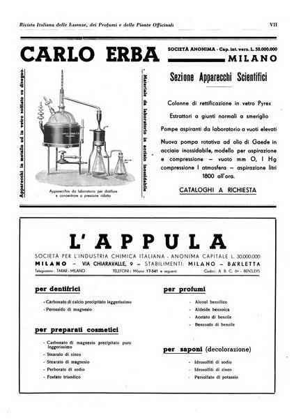 Rivista italiana delle essenze, dei profumi e delle piante officinali organo di propaganda del gruppo produttori materie aromatiche della Federazione nazionale fascista industrie chimiche ed affini