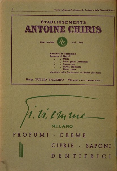 Rivista italiana delle essenze, dei profumi e delle piante officinali organo di propaganda del gruppo produttori materie aromatiche della Federazione nazionale fascista industrie chimiche ed affini