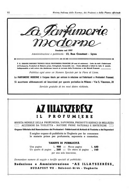 Rivista italiana delle essenze, dei profumi e delle piante officinali organo di propaganda del gruppo produttori materie aromatiche della Federazione nazionale fascista industrie chimiche ed affini