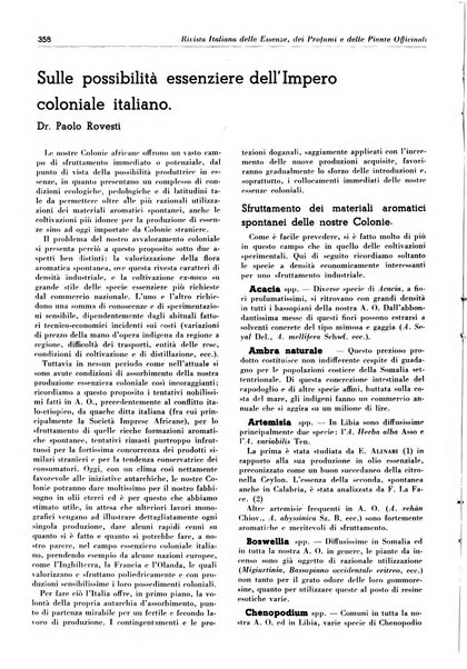 Rivista italiana delle essenze, dei profumi e delle piante officinali organo di propaganda del gruppo produttori materie aromatiche della Federazione nazionale fascista industrie chimiche ed affini