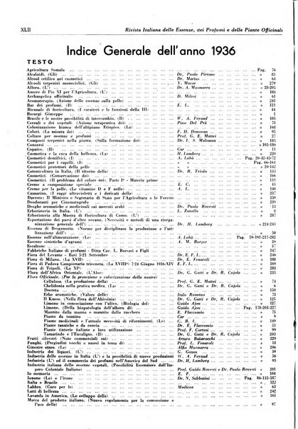 Rivista italiana delle essenze, dei profumi e delle piante officinali organo di propaganda del gruppo produttori materie aromatiche della Federazione nazionale fascista industrie chimiche ed affini