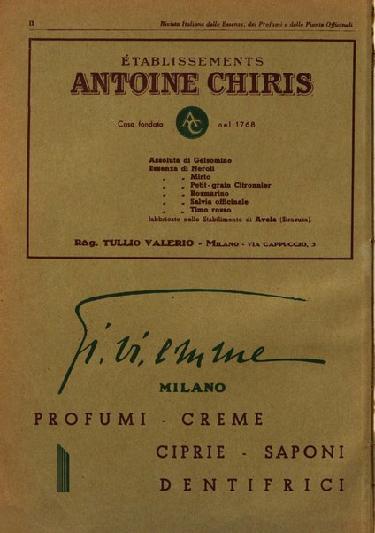 Rivista italiana delle essenze, dei profumi e delle piante officinali organo di propaganda del gruppo produttori materie aromatiche della Federazione nazionale fascista industrie chimiche ed affini