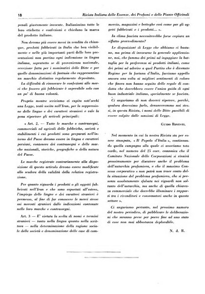 Rivista italiana delle essenze, dei profumi e delle piante officinali organo di propaganda del gruppo produttori materie aromatiche della Federazione nazionale fascista industrie chimiche ed affini