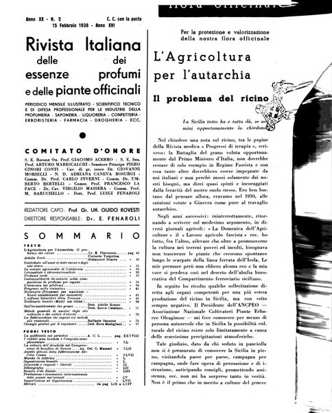 Rivista italiana delle essenze, dei profumi e delle piante officinali organo di propaganda del gruppo produttori materie aromatiche della Federazione nazionale fascista industrie chimiche ed affini