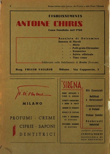 Rivista italiana delle essenze, dei profumi e delle piante officinali organo di propaganda del gruppo produttori materie aromatiche della Federazione nazionale fascista industrie chimiche ed affini