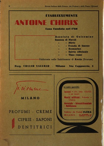 Rivista italiana delle essenze, dei profumi e delle piante officinali organo di propaganda del gruppo produttori materie aromatiche della Federazione nazionale fascista industrie chimiche ed affini