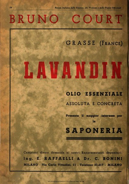 Rivista italiana delle essenze, dei profumi e delle piante officinali organo di propaganda del gruppo produttori materie aromatiche della Federazione nazionale fascista industrie chimiche ed affini