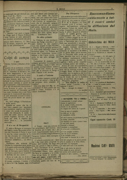 Il mulo : periodico settimanale anticanagliesco