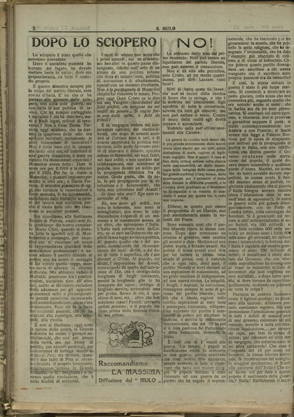 Il mulo : periodico settimanale anticanagliesco