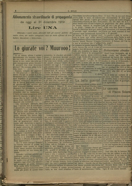 Il mulo : periodico settimanale anticanagliesco