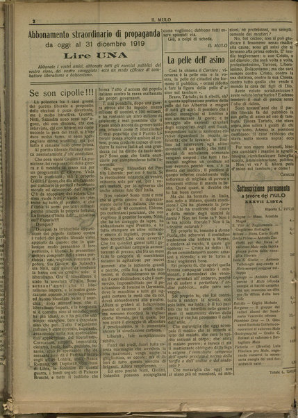 Il mulo : periodico settimanale anticanagliesco