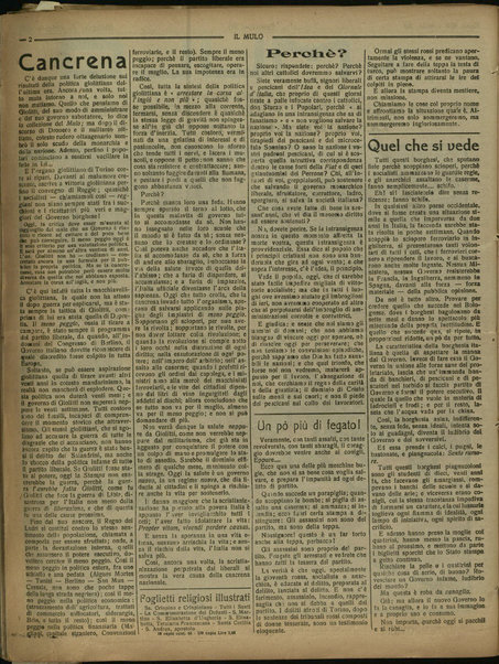 Il mulo : periodico settimanale anticanagliesco