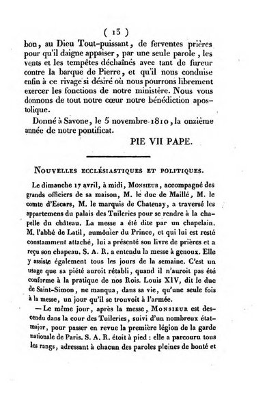 L'ami de la religion et du roi journal ecclesiastique, politique et litteraire