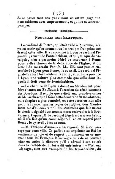 L'ami de la religion et du roi journal ecclesiastique, politique et litteraire